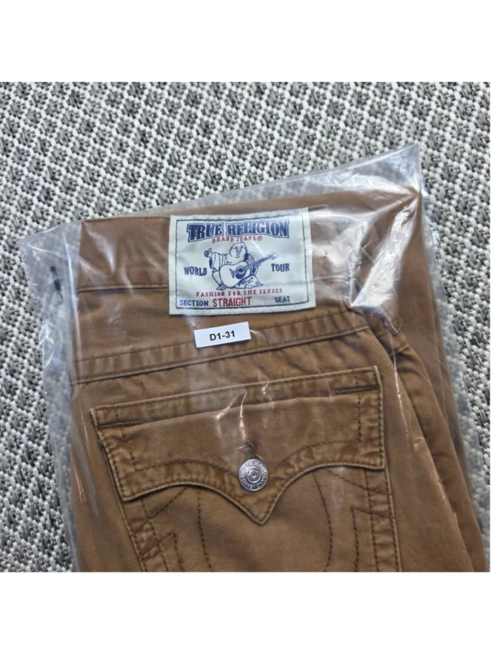 True Religion Section Straight Jeans Mens 31 Brown Tan Cotton Casual Y2K